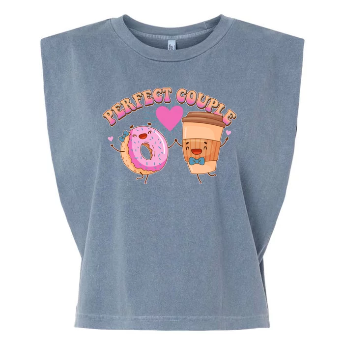 Funny Cute Valentines Day Perfect Couple Donut And Coffee Garment-Dyed Women's Muscle Tee