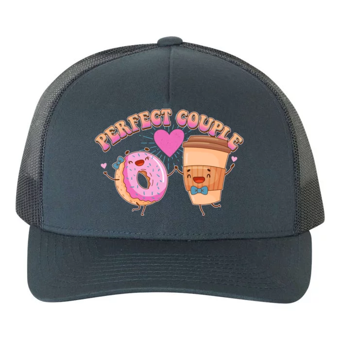 Funny Cute Valentines Day Perfect Couple Donut And Coffee Yupoong Adult 5-Panel Trucker Hat