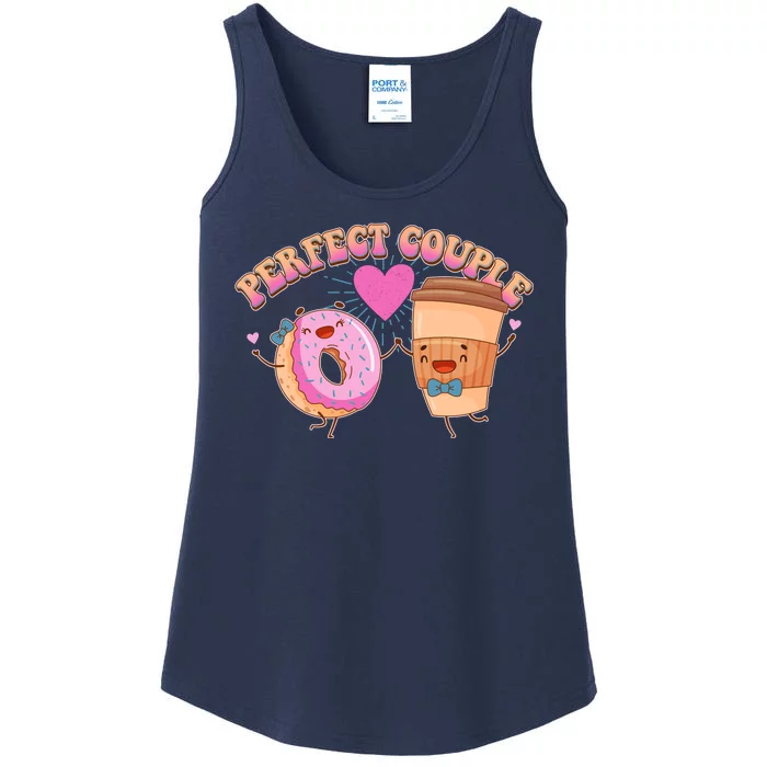 Funny Cute Valentines Day Perfect Couple Donut And Coffee Ladies Essential Tank