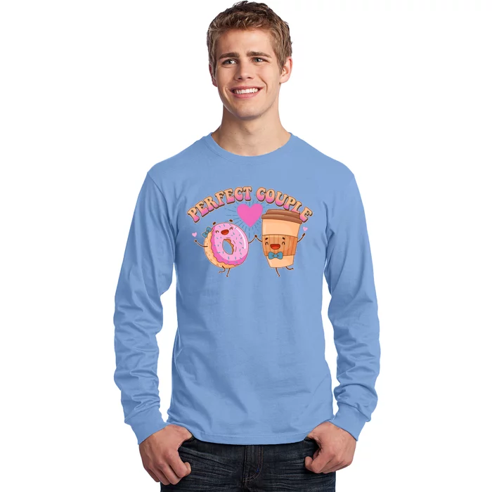 Funny Cute Valentines Day Perfect Couple Donut And Coffee Long Sleeve Shirt