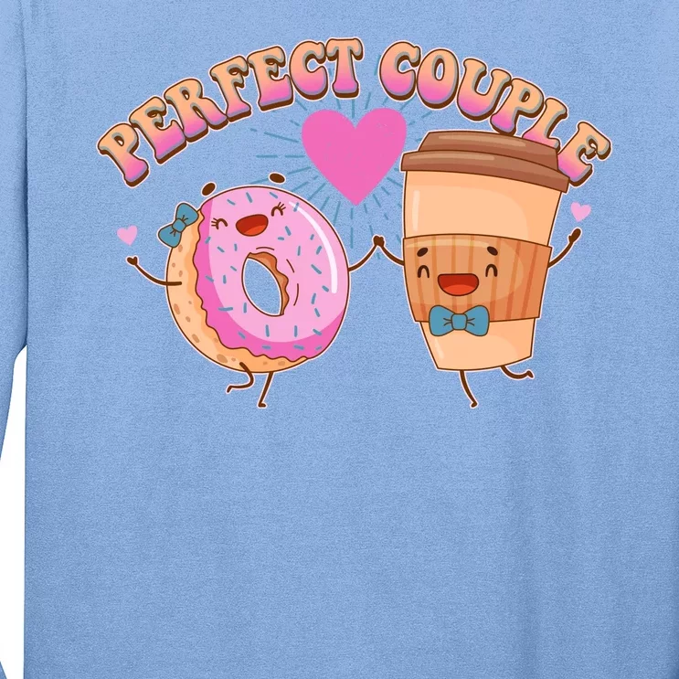 Funny Cute Valentines Day Perfect Couple Donut And Coffee Long Sleeve Shirt