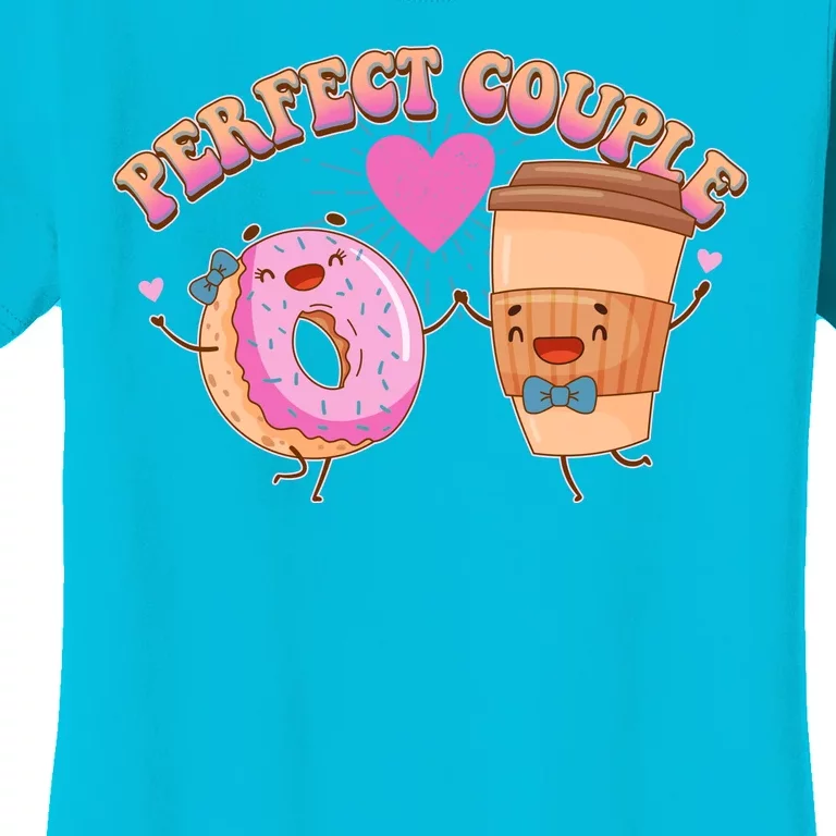 Funny Cute Valentines Day Perfect Couple Donut And Coffee Women's T-Shirt