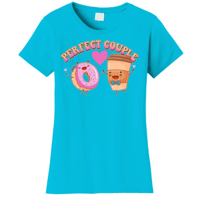 Funny Cute Valentines Day Perfect Couple Donut And Coffee Women's T-Shirt