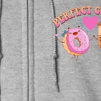 Funny Cute Valentines Day Perfect Couple Donut And Coffee Full Zip Hoodie