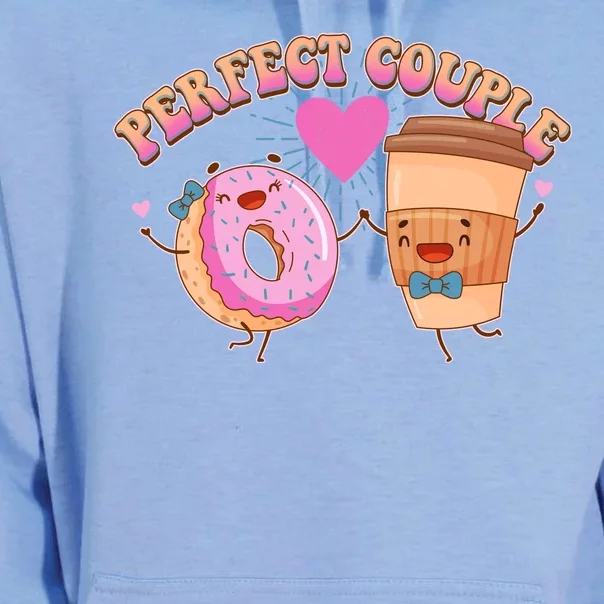 Funny Cute Valentines Day Perfect Couple Donut And Coffee Unisex Surf Hoodie