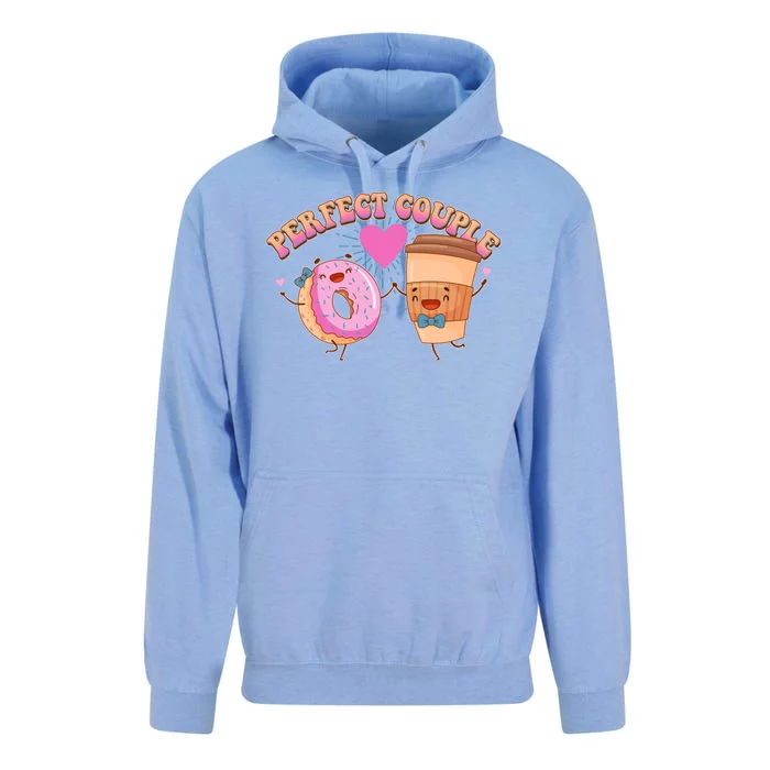 Funny Cute Valentines Day Perfect Couple Donut And Coffee Unisex Surf Hoodie