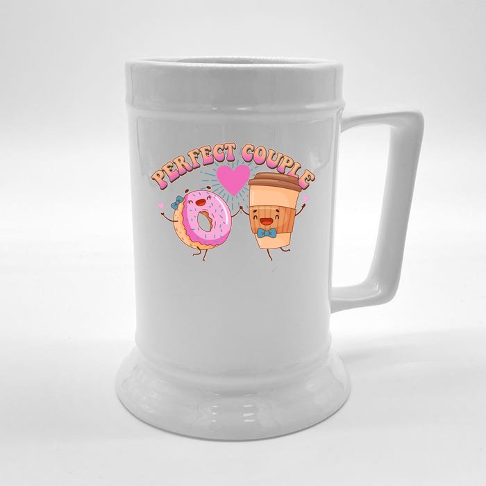 Funny Cute Valentines Day Perfect Couple Donut And Coffee Front & Back Beer Stein