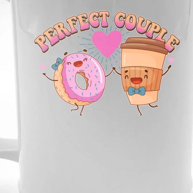 Funny Cute Valentines Day Perfect Couple Donut And Coffee Front & Back Beer Stein