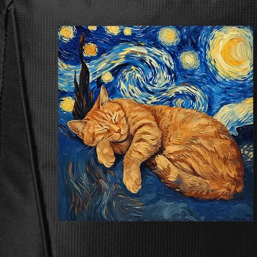 Funny Cat Van Gogh Starry Night City Backpack