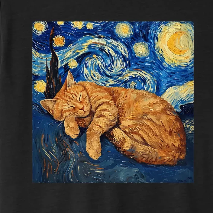 Funny Cat Van Gogh Starry Night ChromaSoft Performance T-Shirt