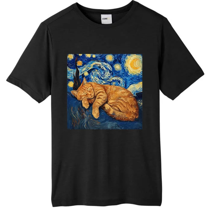 Funny Cat Van Gogh Starry Night ChromaSoft Performance T-Shirt