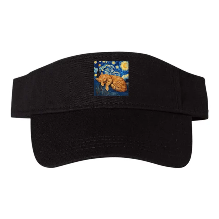 Funny Cat Van Gogh Starry Night Valucap Bio-Washed Visor