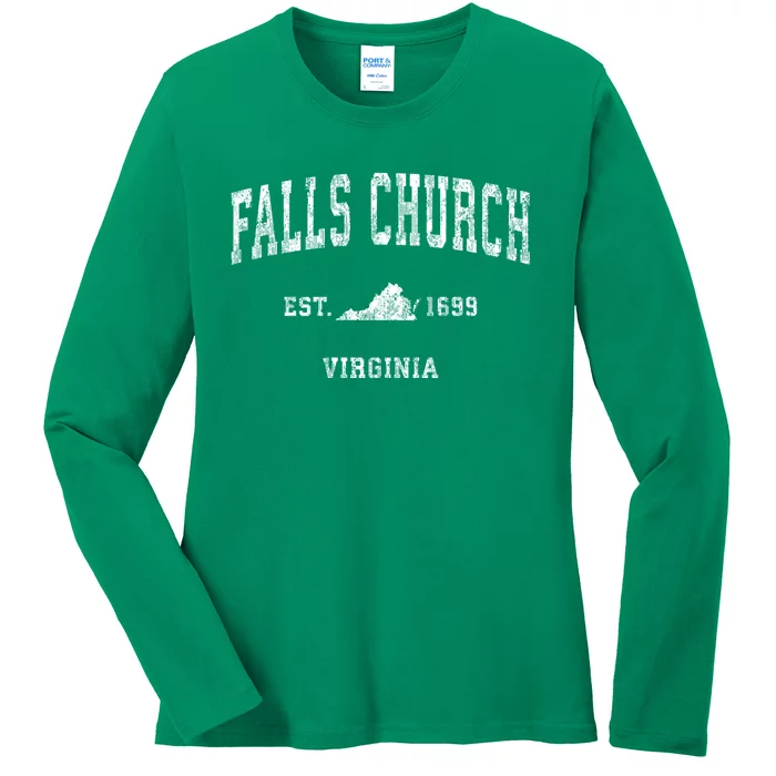 Falls Church Virginia Va Vintage Athletic Sports Ladies Long Sleeve Shirt