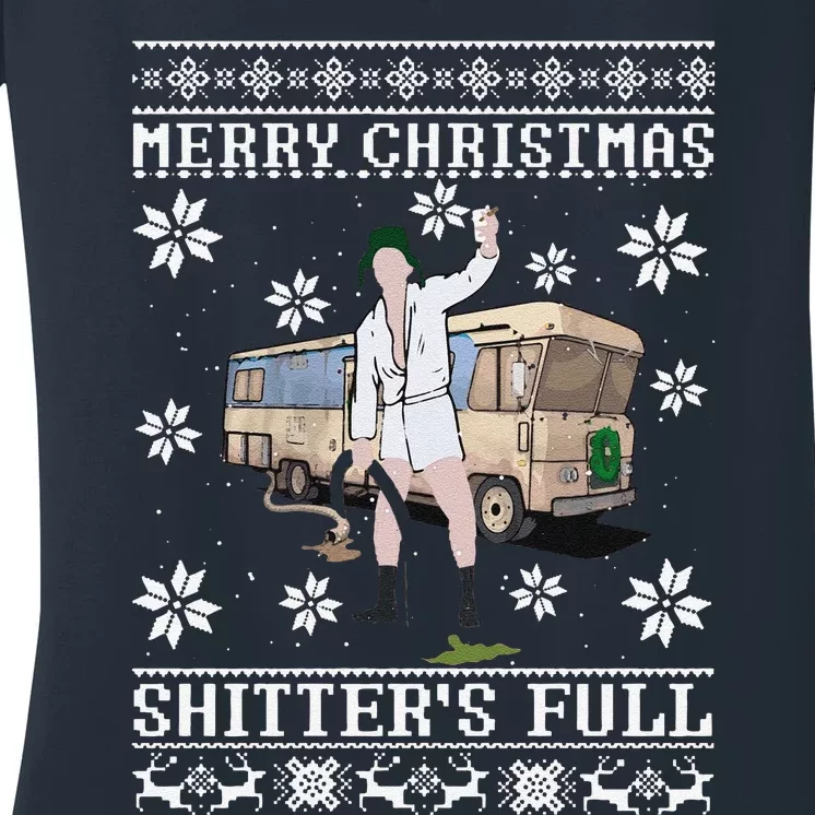 Funny Christmas Vacation Merry Christmas Shitters Full Christmas Ugly Women's V-Neck T-Shirt