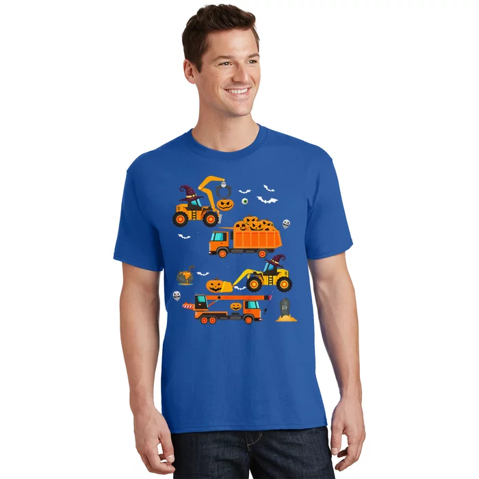 Funny Construction Vehicle Halloween Crane Truck Pumpkin T-Shirt