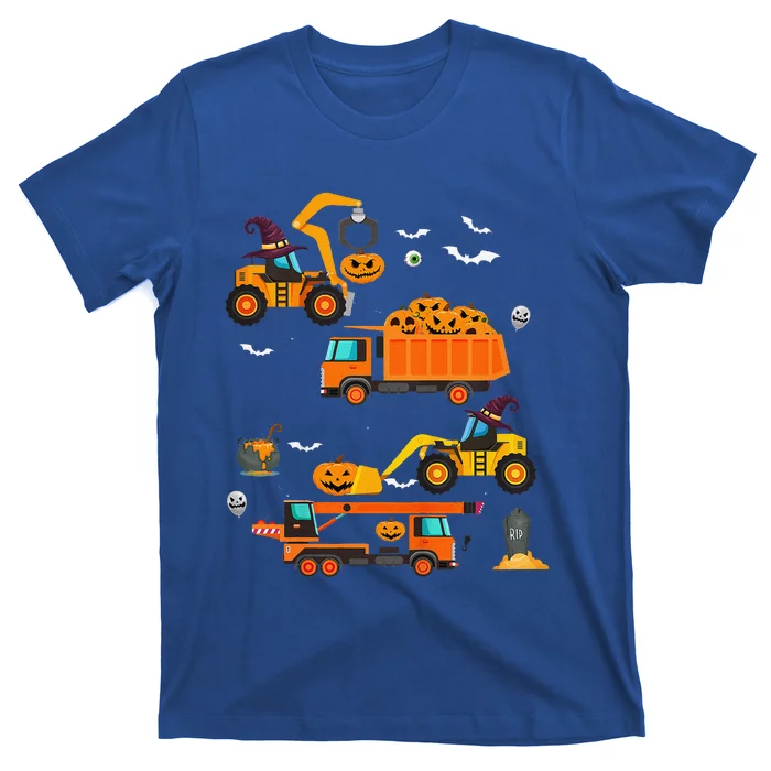 Funny Construction Vehicle Halloween Crane Truck Pumpkin T-Shirt