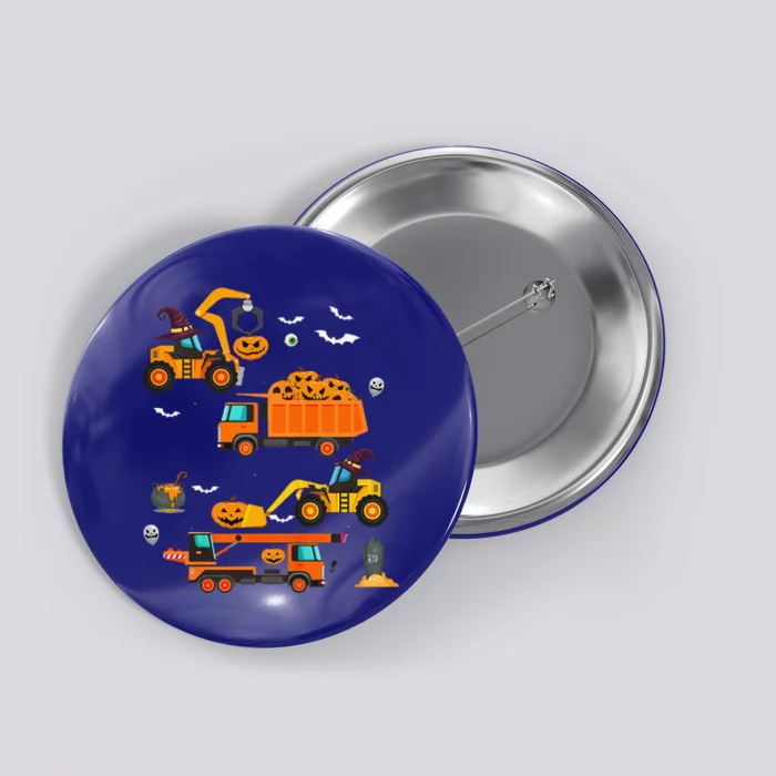 Funny Construction Vehicle Halloween Crane Truck Pumpkin Button