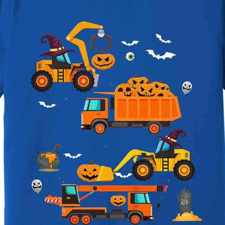 Funny Construction Vehicle Halloween Crane Truck Pumpkin Premium T-Shirt