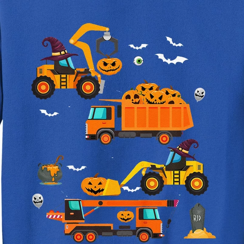 Funny Construction Vehicle Halloween Crane Truck Pumpkin Tall Sweatshirt