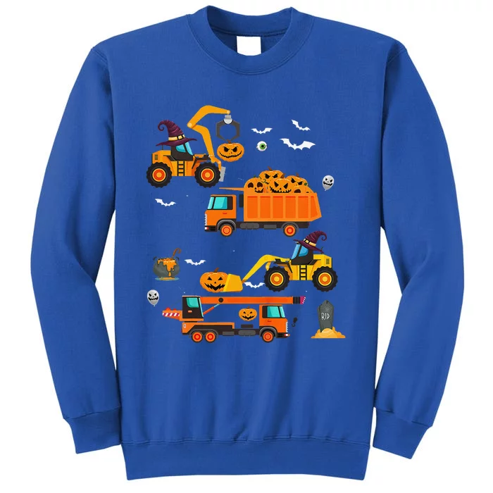 Funny Construction Vehicle Halloween Crane Truck Pumpkin Tall Sweatshirt