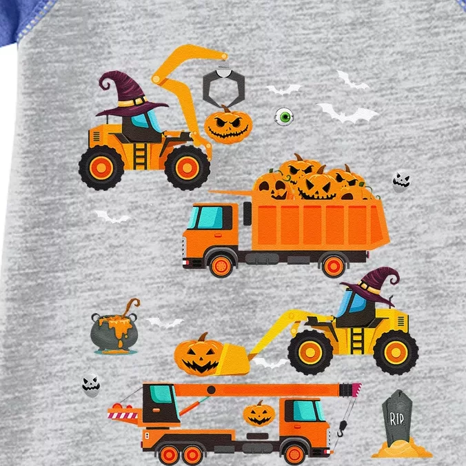 Funny Construction Vehicle Halloween Crane Truck Pumpkin Infant Baby Jersey Bodysuit