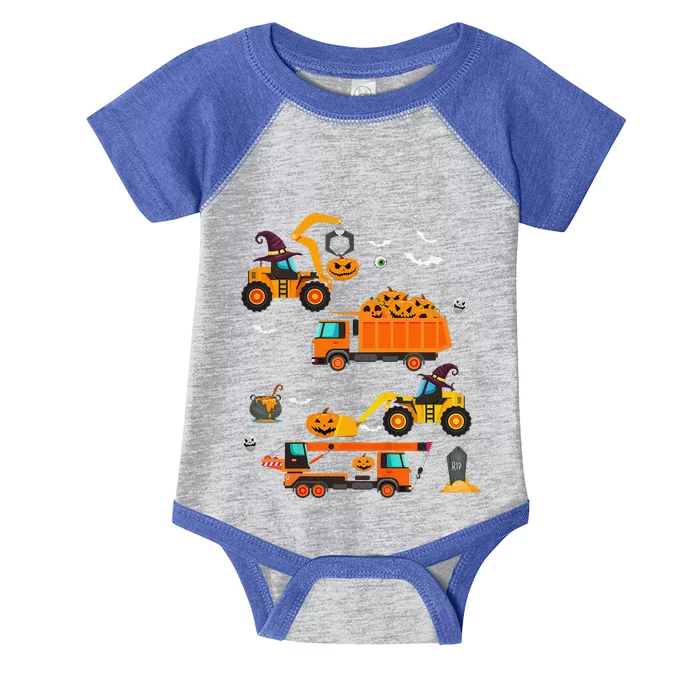 Funny Construction Vehicle Halloween Crane Truck Pumpkin Infant Baby Jersey Bodysuit