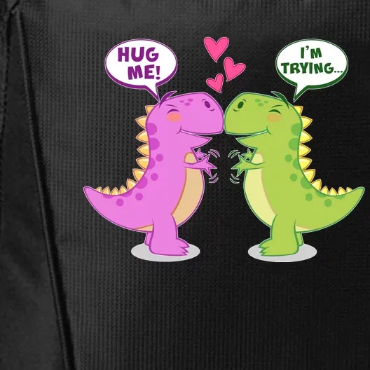 Funny Cute Valentines Day T Rex Dinosaurs Hug City Backpack