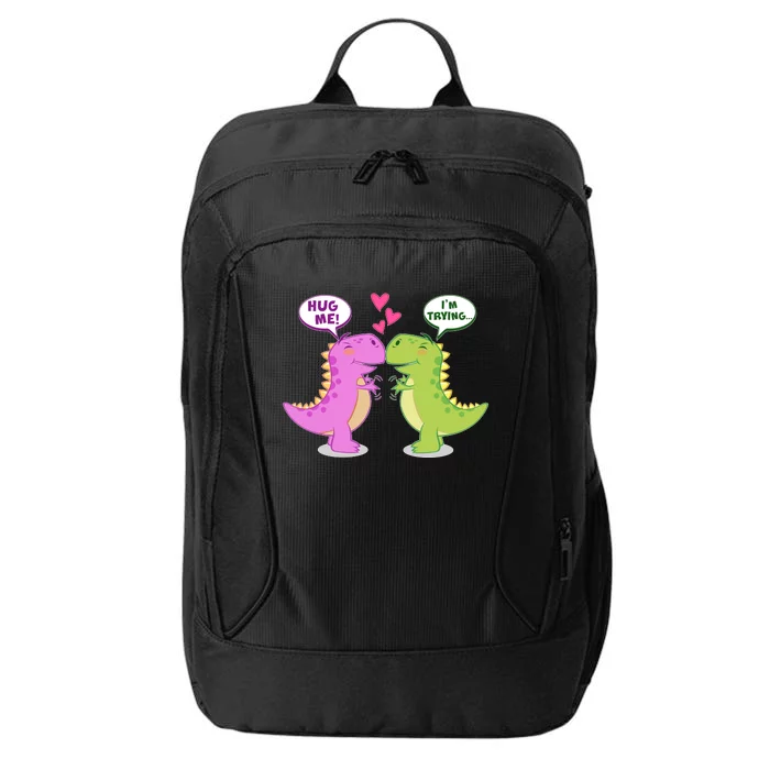 Funny Cute Valentines Day T Rex Dinosaurs Hug City Backpack