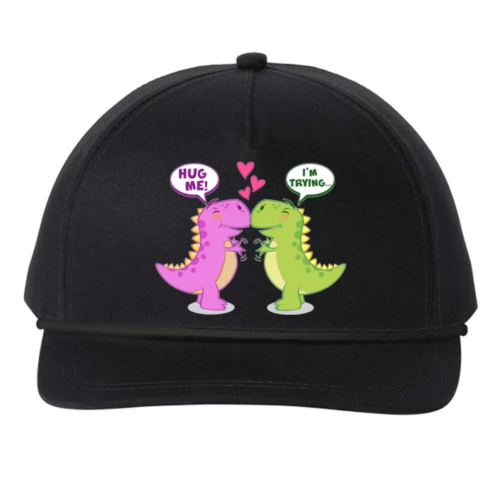 Funny Cute Valentines Day T Rex Dinosaurs Hug Snapback Five-Panel Rope Hat