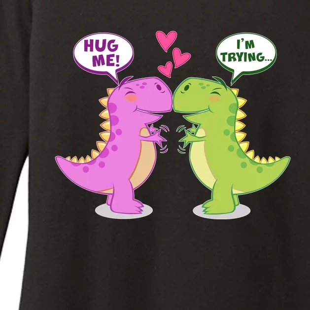 Funny Cute Valentines Day T Rex Dinosaurs Hug Womens CVC Long Sleeve Shirt