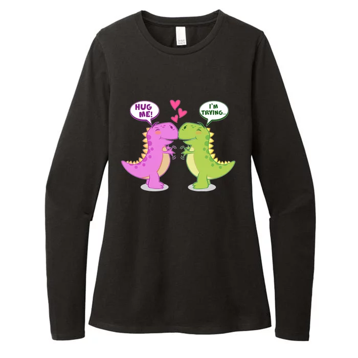 Funny Cute Valentines Day T Rex Dinosaurs Hug Womens CVC Long Sleeve Shirt