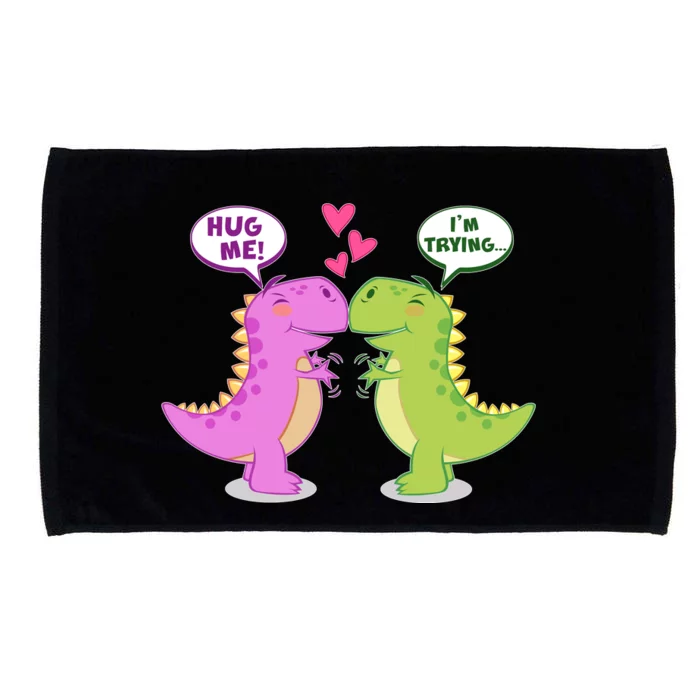 Funny Cute Valentines Day T Rex Dinosaurs Hug Microfiber Hand Towel