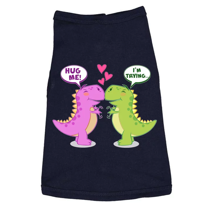 Funny Cute Valentines Day T Rex Dinosaurs Hug Doggie Tank