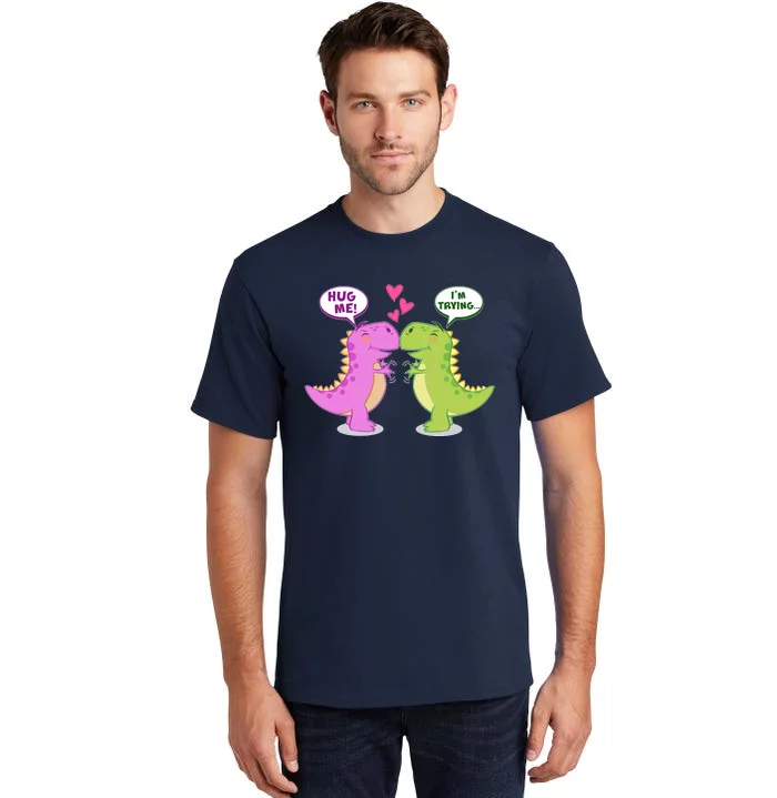 Funny Cute Valentines Day T Rex Dinosaurs Hug Tall T-Shirt