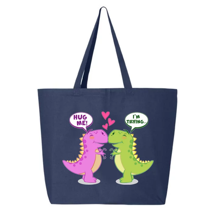 Funny Cute Valentines Day T Rex Dinosaurs Hug 25L Jumbo Tote