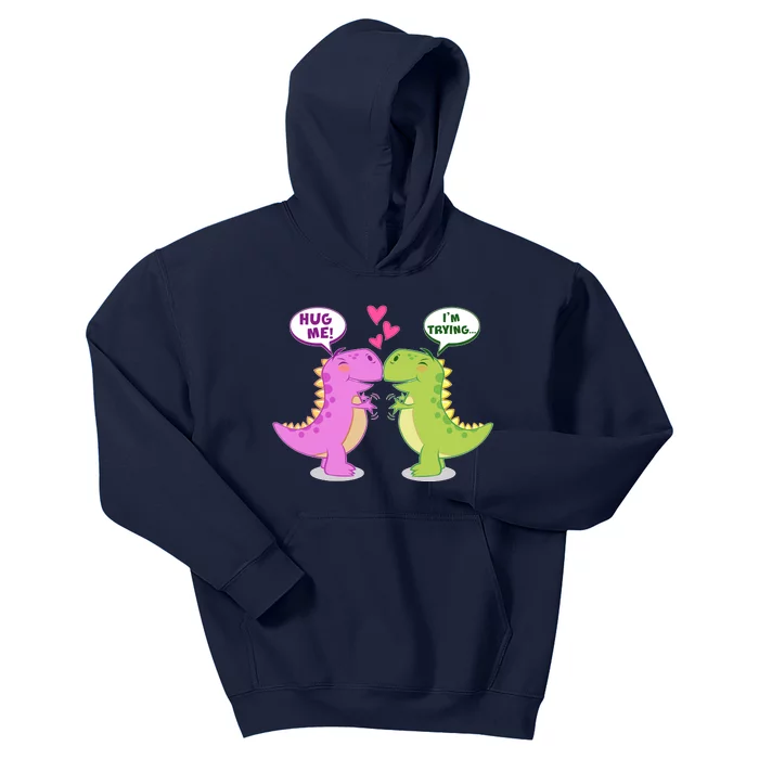 Funny Cute Valentines Day T Rex Dinosaurs Hug Kids Hoodie