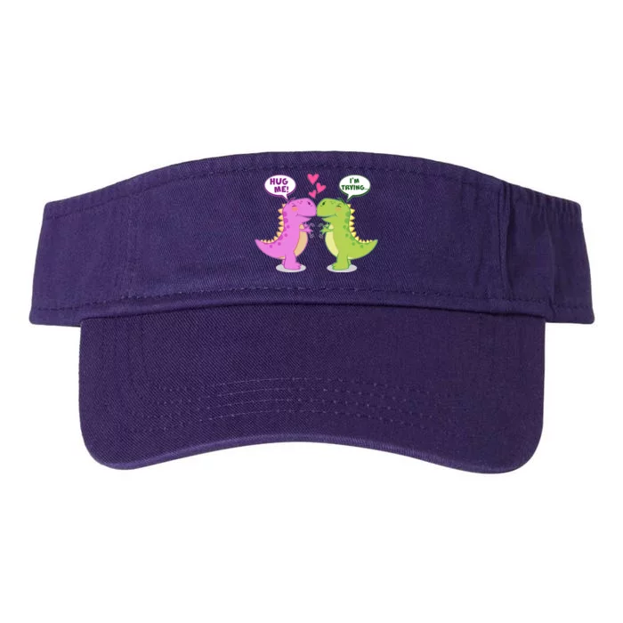 Funny Cute Valentines Day T Rex Dinosaurs Hug Valucap Bio-Washed Visor