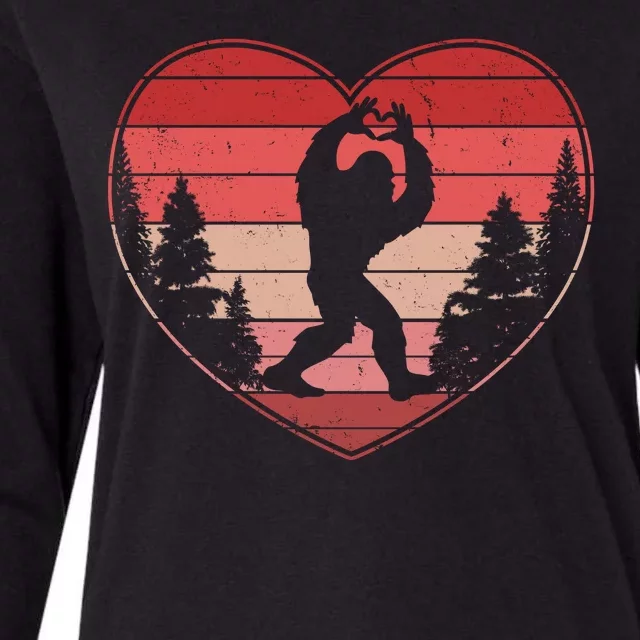 Funny Cute Valentines Day Bigfoot Sasquatch Heart Womens Cotton Relaxed Long Sleeve T-Shirt