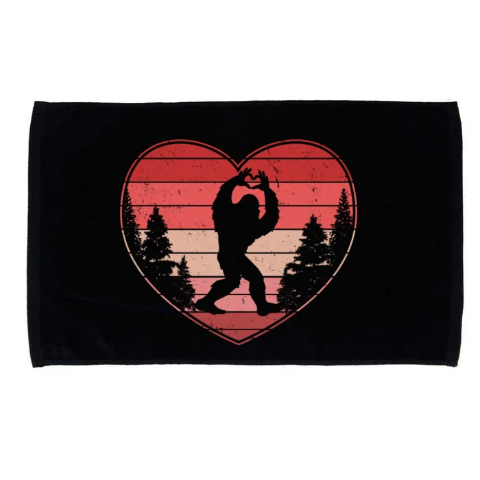 Funny Cute Valentines Day Bigfoot Sasquatch Heart Microfiber Hand Towel