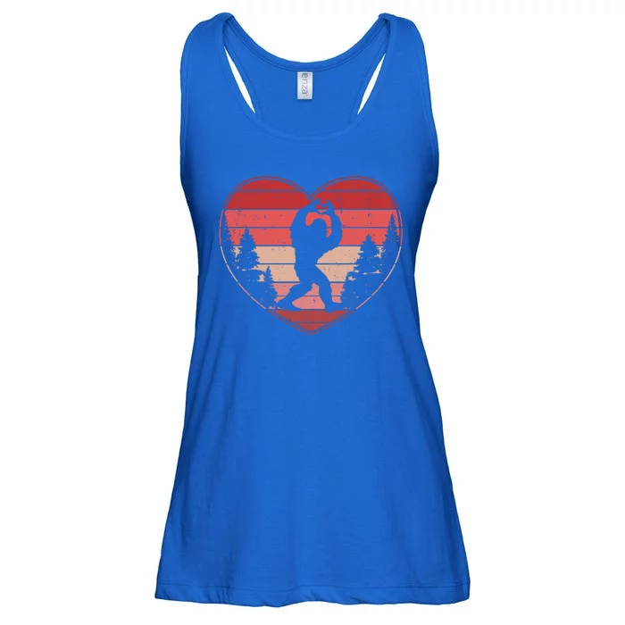 Funny Cute Valentines Day Bigfoot Sasquatch Heart Ladies Essential Flowy Tank