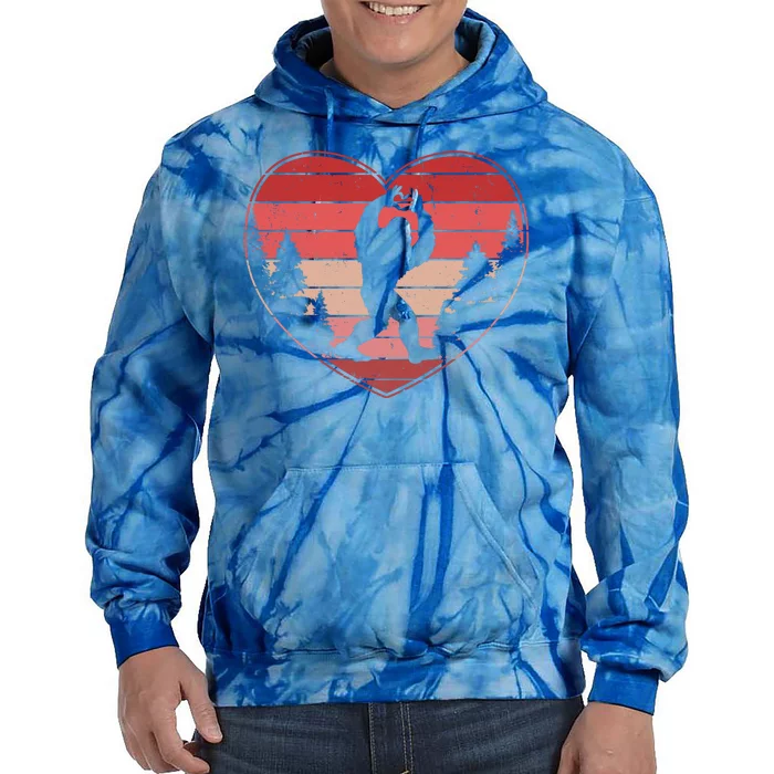 Funny Cute Valentines Day Bigfoot Sasquatch Heart Tie Dye Hoodie