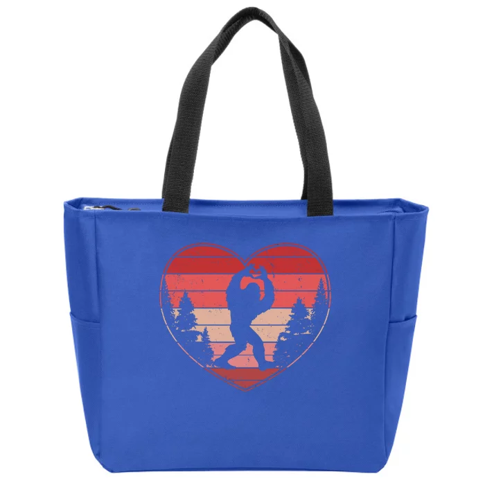 Funny Cute Valentines Day Bigfoot Sasquatch Heart Zip Tote Bag