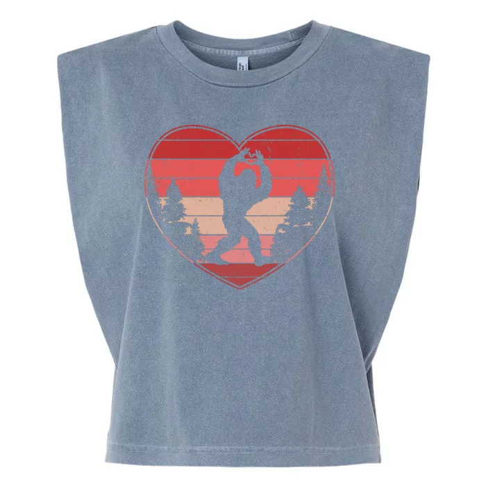 Funny Cute Valentines Day Bigfoot Sasquatch Heart Garment-Dyed Women's Muscle Tee