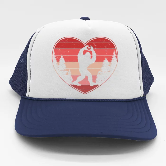 Funny Cute Valentines Day Bigfoot Sasquatch Heart Trucker Hat