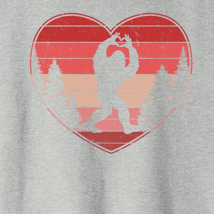 Funny Cute Valentines Day Bigfoot Sasquatch Heart Women's Crop Top Tee