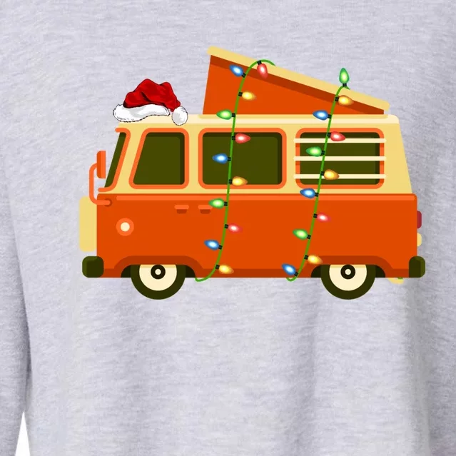 Funny Camper Van Lover Xmas Santa Hat Rv Camper Christmas Gift Cropped Pullover Crew