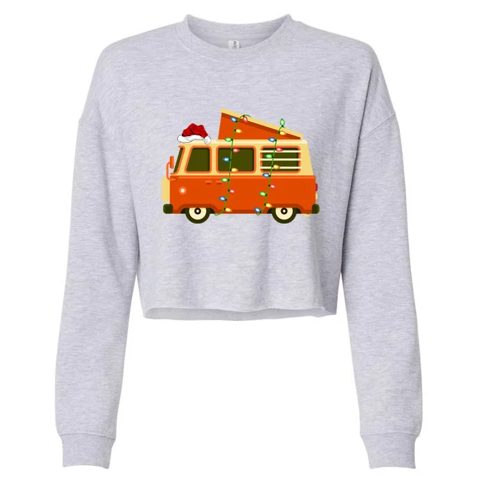 Funny Camper Van Lover Xmas Santa Hat Rv Camper Christmas Gift Cropped Pullover Crew