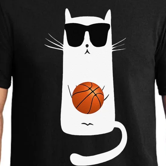 Funny Cat Wearing Sunglasses Playing Basketball Pajama Set