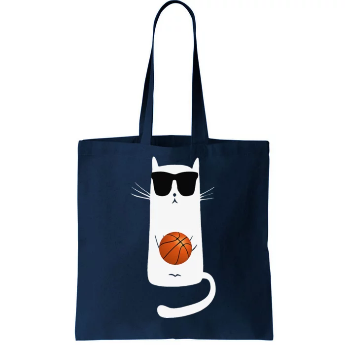 Funny Cat Wearing Sunglasses Playing Basketball Tote Bag