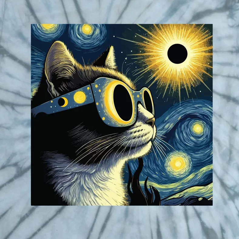 Funny Cat With Solar Eclipse Sunglasses Tie-Dye T-Shirt